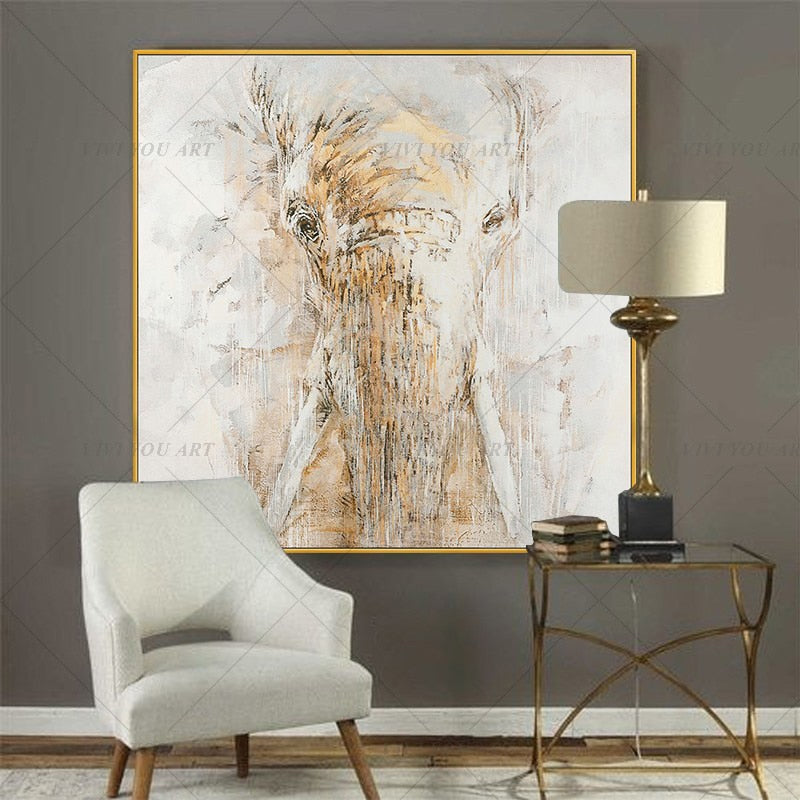 100% Hand Painted Big Animal Elephant Abstract Painting  Modern Art Picture For Living Room Modern Cuadros Canvas Art High Quality