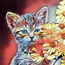 Load image into Gallery viewer, 100% Hand Painted Abstract Flower Cat Oil Painting On Canvas Wall Art Frameless Picture Decoration For Live Room Home Decor Gift