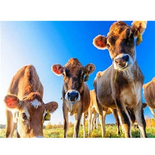Load image into Gallery viewer, DIY 5D Diamond Painting Cow Cross Stitch Paintings Full Round Diamond Embroidery Farm Animal Mosaic Rhinestone Wall Sticker Gift - SallyHomey Life's Beautiful