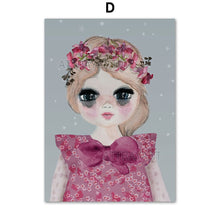 Load image into Gallery viewer, Cartoon Cute Girl Flower Rabbit Animal Wall Art Canvas Painting Nordic Posters And Prints Wall Pictures Baby Kids Room Decor - SallyHomey Life's Beautiful