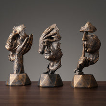 Load image into Gallery viewer, Abstract Black Statue Retro Abstract Character Figurine Silence Is Gold Home Decoration Accessories Home Desktop Craft Gift