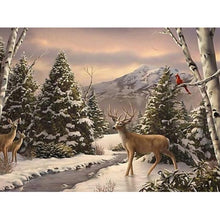Load image into Gallery viewer, DIY 5D Diamond Painting Deer In Nature Forest Full Round Mosaic Animal Diamond Embroidery Cross Stitch Mosaic Rhinestones Decor - SallyHomey Life's Beautiful