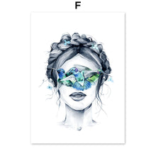 Load image into Gallery viewer, Abstract Fashion Girl With Butterfly Bird Nordic Posters And Prints Wall Art Canvas Painting Wall Pictures For Living Room Decor - SallyHomey Life's Beautiful