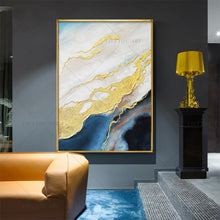Load image into Gallery viewer,   100% Hand Painted Modern Yellow Blue Water Canvas Painting Picture 100% Handmade Painting for Living Room Wall Art Decoration Bedroom Home Decor