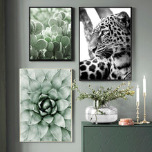 Load image into Gallery viewer, Lion Elephant Leopard Tropical Plant Wall Art Canvas Painting Nordic Posters And Prints Wall Pictures For Living Room Home Decor - SallyHomey Life's Beautiful