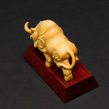 Load image into Gallery viewer, Chinese Mascot Charging Bull Wealth Animal Sculpture Crafts Lucky Bulls statue Gothic Boxwood Miniature Creative Feng Shui