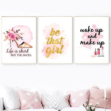Load image into Gallery viewer, Flower High Heels Eyelash Fashion Quotes Wall Art Canvas Painting Nordic Posters And Prints Wall Pictures For Living Room Decor - SallyHomey Life's Beautiful