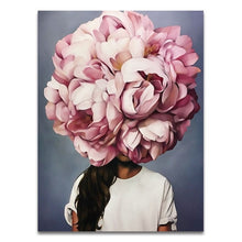 Load image into Gallery viewer, Nordic Modern Floral Feather Woman Abstract Fashion Style Canvas Painting Art Print Poster Picture Wall Living Room Home Decor - SallyHomey Life's Beautiful