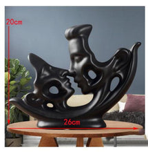Load image into Gallery viewer, Modern Ceramic White Black Kissing Couple Ornaments Hotel Living room Table Lover Figurines Crafts Home Furnishing Decoration