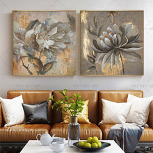 Load image into Gallery viewer,   100% Hand Painted Silver Flower Gentle Abstract Painting  Modern Art Picture For Living Room Modern Cuadros Canvas Art High Quality