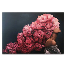 Load image into Gallery viewer, Nordic Modern Floral Feather Woman Abstract Fashion Style Canvas Painting Art Print Poster Picture Wall Living Room Home Decor - SallyHomey Life's Beautiful