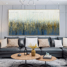 Load image into Gallery viewer, 100% Hand Painted Green Blue Grass Gold Abstract Painting  Modern Art Picture For Living Room Modern Cuadros Canvas Art High Quality