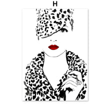 Load image into Gallery viewer, Black White Fashion Modern Girl Abstract Wall Art Canvas Painting Nordic Posters And Prints Wall Pictures For Living Room Decor - SallyHomey Life's Beautiful