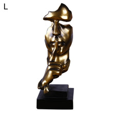 Load image into Gallery viewer, Resin Art Silence Mask Figurines Abstract Silence Is Gold Statuettes Mask Miniatures Sculpture Home Decoration Artwork