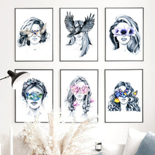 Load image into Gallery viewer, Abstract Fashion Girl With Butterfly Bird Nordic Posters And Prints Wall Art Canvas Painting Wall Pictures For Living Room Decor - SallyHomey Life's Beautiful