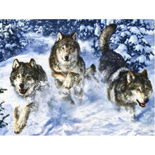 Load image into Gallery viewer, DIY 5D Diamond Painting Cross Stitch Wolf Animal Diamond Embroidery Full Drill Round Mosaic Kit Rhinestones Winter Scenery Art - SallyHomey Life's Beautiful