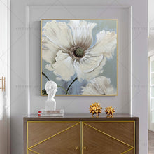 Load image into Gallery viewer, 100% Hand Painted  Big White Flower Abstract Modern Art Picture For Living Room Modern Cuadros Canvas Art High Quality