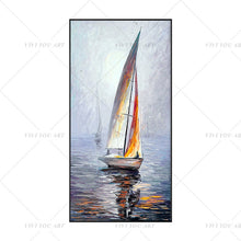 Load image into Gallery viewer, 100% Hand Painted Sunset Ship Sea Painting  Modern Art Picture For Living Room Modern Cuadros Canvas Art High Quality