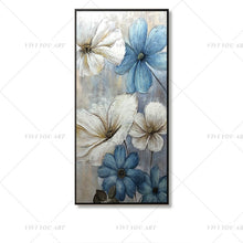 Load image into Gallery viewer, 100% Hand Painted  White Blue Flowers Abstract Painting  Modern Art Picture For Living Room Modern Cuadros Canvas Art High Quality