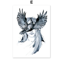 Load image into Gallery viewer, Abstract Fashion Girl With Butterfly Bird Nordic Posters And Prints Wall Art Canvas Painting Wall Pictures For Living Room Decor - SallyHomey Life's Beautiful