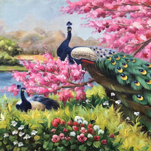 Load image into Gallery viewer, 100% Hand Painted Peacock Flower Art Oil Painting On Canvas Wall Art Frameless Picture Decoration For Live Room Home Decor Gift