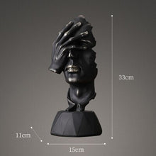 Load image into Gallery viewer, Abstract Black Statue Retro Abstract Character Figurine Silence Is Gold Home Decoration Accessories Home Desktop Craft Gift