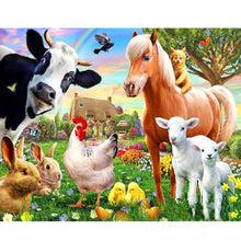 Load image into Gallery viewer, DIY 5D Diamond Painting Cow Cross Stitch Paintings Full Round Diamond Embroidery Farm Animal Mosaic Rhinestone Wall Sticker Gift - SallyHomey Life's Beautiful