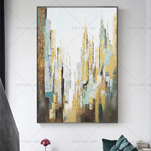 Load image into Gallery viewer, π₯ π₯ 100% Hand Painted Golden Line Sandy City Abstract Painting  Modern Art Picture Living Room Modern Cuadros Canvas Art High Quality