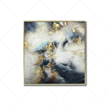 Load image into Gallery viewer, 100% Hand Painted Gray Yellow Golden Blue Abstract Dreamlike Shading Method Oil Painting Canvas Handmade Painted Home Decor Artwork