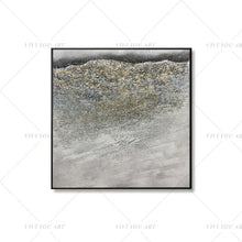 Load image into Gallery viewer, 100% Hand Painted Gray Beach Sand Gold Abstract Painting  Modern Art Picture For Living Room Modern Cuadros Canvas Art High Quality