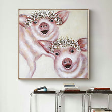 Load image into Gallery viewer, 100% Hand Painted Abstract Pigs Art Oil Painting On Canvas Wall Art Frameless Picture Decoration For Live Room Home Decor Gift