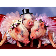 Load image into Gallery viewer, DIY 5D Diamond Painting Cross Stitch Animal Pig Diamond Embroidery Full Round Drill Mosaic Picture Rhinestone Home Decor Gift