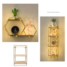 Load image into Gallery viewer, Living Room Geometric Shelves Nordic Style Creative Wall Decoration Metal Shelf Round Hexagon Storage Holder Rack Shelves