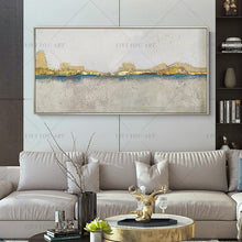 Load image into Gallery viewer,   100% Hand PaintedGold Blue River Nature Painting  Modern Art Picture For Living Room Modern Cuadros Canvas Art High Quality