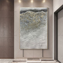 Load image into Gallery viewer, 100% Hand Painted Gray Beach Sand Gold Abstract Painting  Modern Art Picture For Living Room Modern Cuadros Canvas Art High Quality