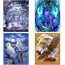 Load image into Gallery viewer, 4Pieces/lot DIY 5D Diamond Painting Owl&dragon Cross Stitch Animal Diamond Embroidery Full Round Drill Home Decor