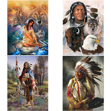 Load image into Gallery viewer, DIY 5D Diamond Painting Wolf Diamond Embroidery Animal Cross Stitch Woman Full Round Drill Mosaic Rhinestone Art Wall Decor Gift - SallyHomey Life's Beautiful