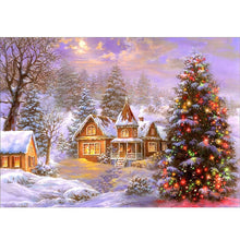 Load image into Gallery viewer, DIY 5D Diamond Painting Snow Scenery Diamond Embroidery Winter Landscape Rhinestones Cross Stitch Full Round Mosaic Home Decor