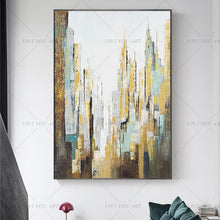 Load image into Gallery viewer,   100% Hand Painted Golden Line Sandy City Abstract Painting  Modern Art Picture Living Room Modern Cuadros Canvas Art High Quality