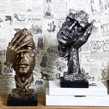 Load image into Gallery viewer, Resin Art Silence Mask Figurines Abstract Silence Is Gold Statuettes Mask Miniatures Sculpture Home Decoration Artwork