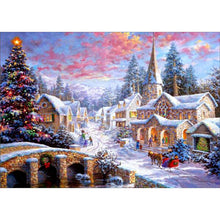 Load image into Gallery viewer, DIY 5D Diamond Painting Snow Scenery Diamond Embroidery Winter Landscape Rhinestones Cross Stitch Full Round Mosaic Home Decor