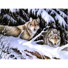 Load image into Gallery viewer, DIY 5D Diamond Painting Cross Stitch Wolf Animal Diamond Embroidery Full Drill Round Mosaic Kit Rhinestones Winter Scenery Art - SallyHomey Life's Beautiful