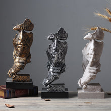 Load image into Gallery viewer, Nordic Silence Is Gold Statue Resin Abstract Sculpture Figurine Home Decoration Modern Art Office Desk Decoration Wedding Gifts