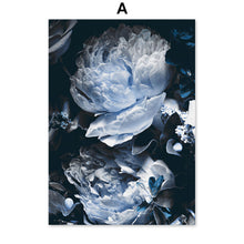 Load image into Gallery viewer, Blue White Flower Rose Fern Leaf Plant Wall Art Canvas Painting Nordic Posters And Prints Wall Pictures For Living Room Decor - SallyHomey Life's Beautiful
