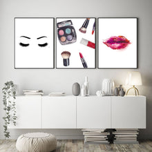 Load image into Gallery viewer, Fashion Red Lip Eye Shadows Makeup Salon Wall Art Canvas Painting Nordic Posters And Prints Wall Pictures For Living Room Decor - SallyHomey Life's Beautiful