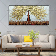 Load image into Gallery viewer, 100% Hand Painted  Knife Gold Tree Oil Painting On Canvas Large Palette 3D Paintings For Living Room Modern Abstract Wall Art Pictures