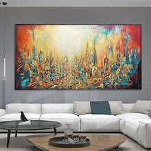 Load image into Gallery viewer,   100% Hand Painted Red Dream Yellow City Painting  Modern Art Picture For Living Room Modern Cuadros Canvas Art High Quality