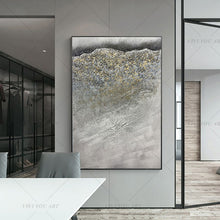Load image into Gallery viewer, 100% Hand Painted Gray Beach Sand Gold Abstract Painting  Modern Art Picture For Living Room Modern Cuadros Canvas Art High Quality