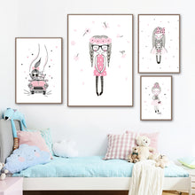 Load image into Gallery viewer, Pink Girl Crown Balloon Star Flower Nursery Wall Art Canvas Painting Nordic Posters And Prints Wall Pictures Kids Room Decor - SallyHomey Life's Beautiful