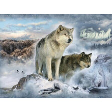 Load image into Gallery viewer, DIY 5D Diamond Painting Cross Stitch Wolf Animal Diamond Embroidery Full Drill Round Mosaic Kit Rhinestones Winter Scenery Art - SallyHomey Life's Beautiful